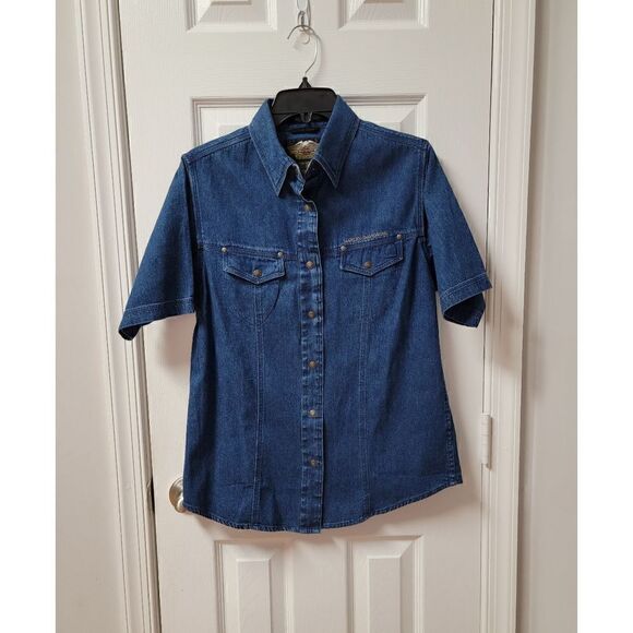 90s Harley Davidson Denim Shirt M - Picture 1 of 7